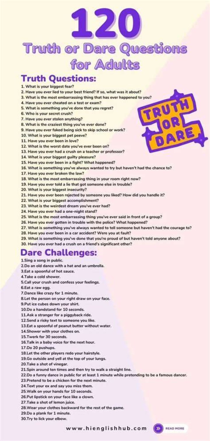 202 Truth or Dare Questions Adults Edition, Printable Games
