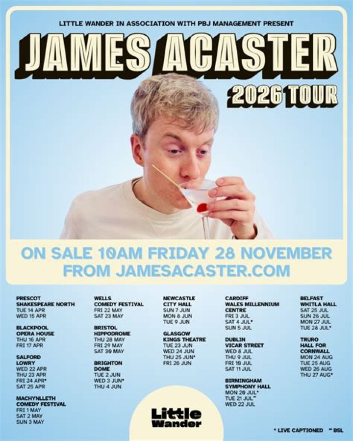 2024 James Acaster Tour Partner Announced