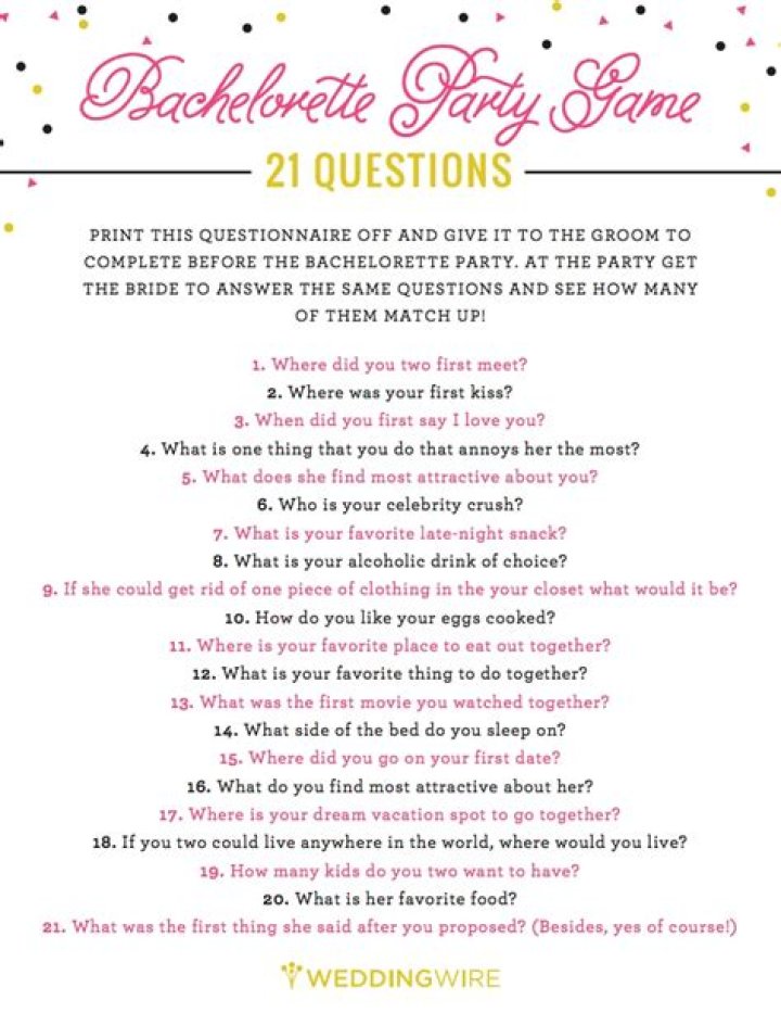 21 Questions Game 24 Free Bachelorette Party Printables Every Bride