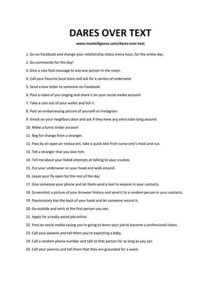 31 Dares Over Text The One List You Need For Exciting Fun