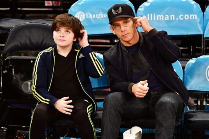 Ben Stiller Twins with Son Quinlin, 13, at Basketball Game