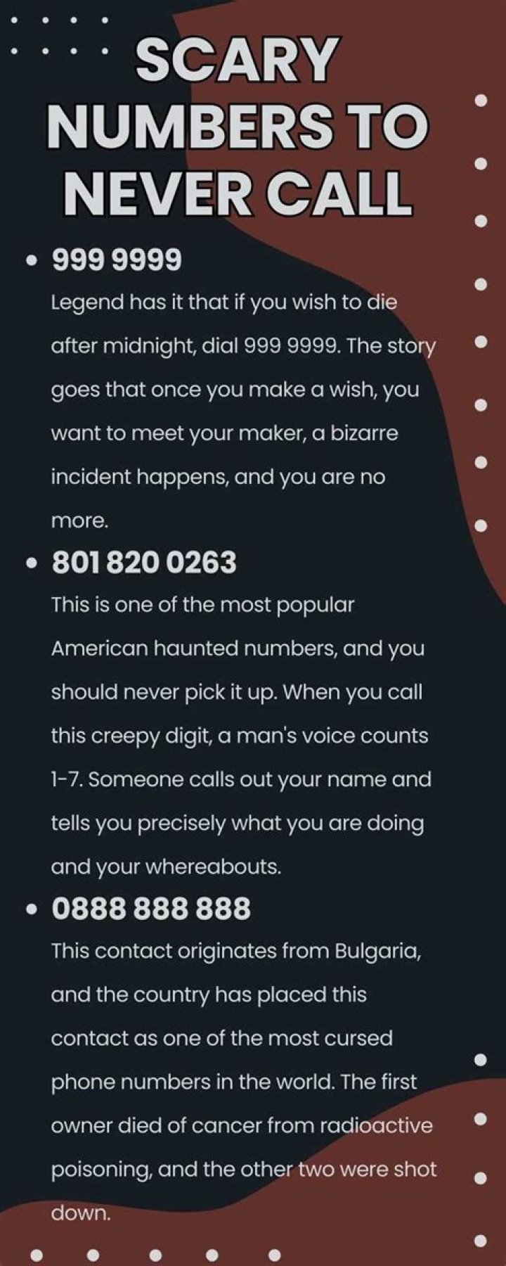 Beware: Creepy Numbers You Should Never, Ever Call
