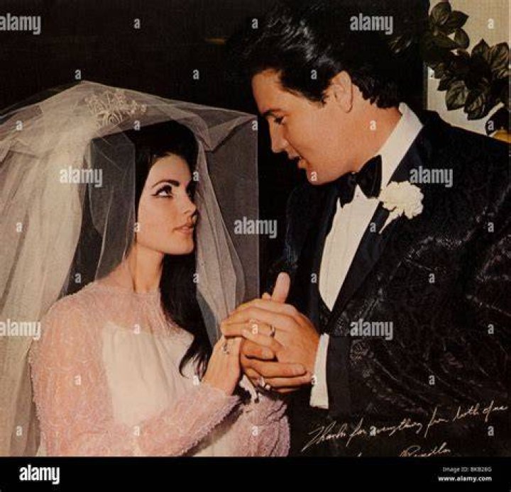 Elvis and Priscilla Presley on their wedding day