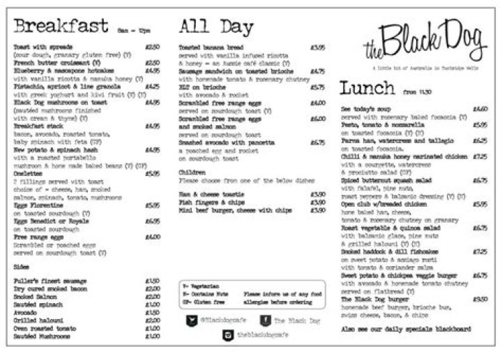 Menu at The Black Dog pub & bar, Bolton