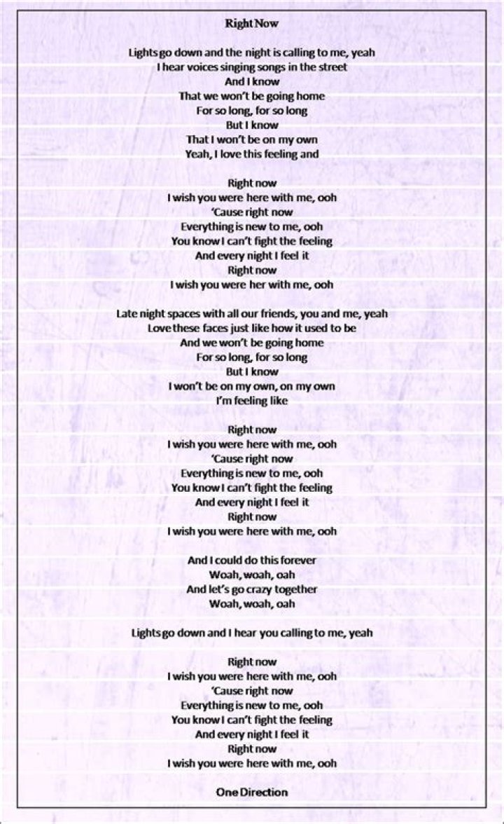 One Direction Right Now (Lyrics) YouTube