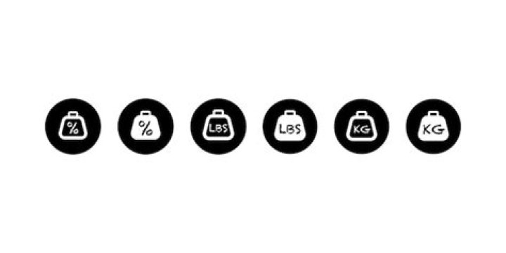 Premium Vector Simple kg, lbs and percent weight web symbol. dumbbell