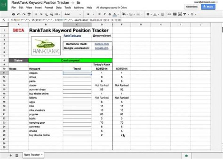 RankTank Keyword Position Tracker Google Doc YouTube
