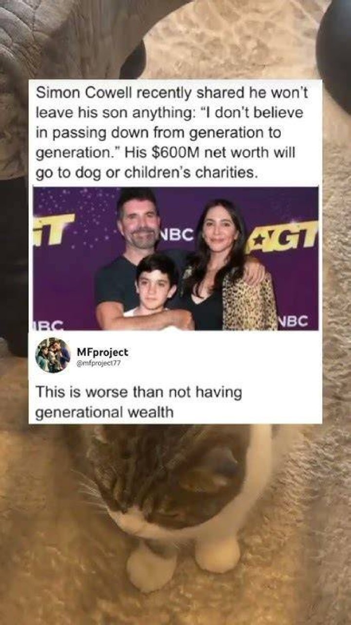 Simon Cowell says he won't leave his fortune to his son