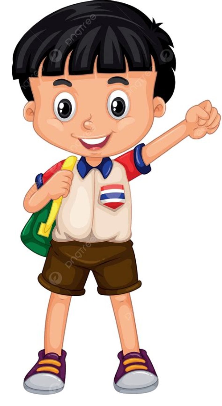 Thai Boy Carrying A Backpack Illustration Kid Nationality Vector